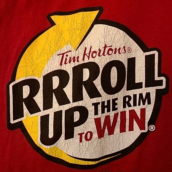 Tim Horton's Roll Up The Rim Shirt Red Adult Size 2XL Coffee Employee Work - Picture 3 of 7
